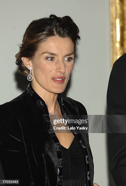 Princess Letizia attends a gala dinner for the opening of the El Prado museum extension at Cason del Buen Retiro on October 29, 2007 in Madrid, Spain.