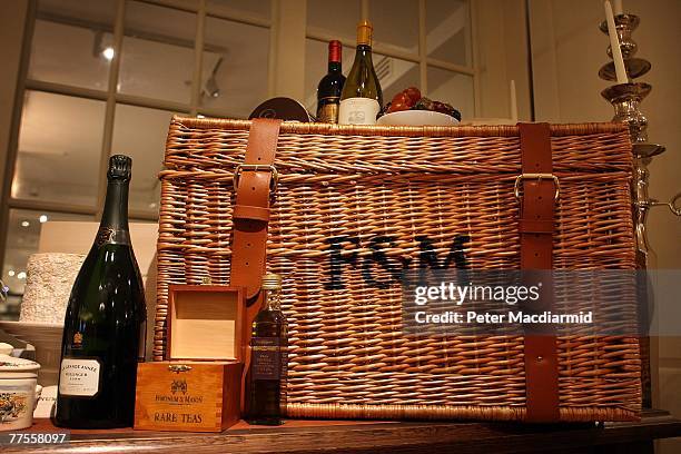 Food hamper is displayed at Fortnum amd Mason on October 30, 2007 in London. London's most famous food shop will celebrate it's 300th year of...