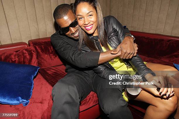 Rapper Kanye West and fiance Alexis Phifer attend the Us Weekly 2007 Hot Hollywood party at Opera on September 26, 2007 in Los Angeles, California.