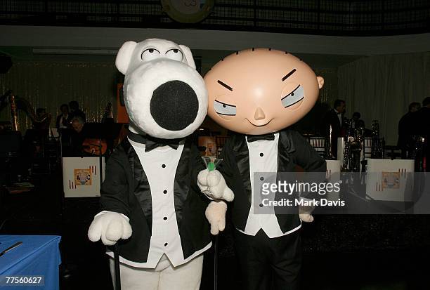 Characters from the television show "Family Guy" pose at the 100th Episode party held at Social in Los Angeles California.