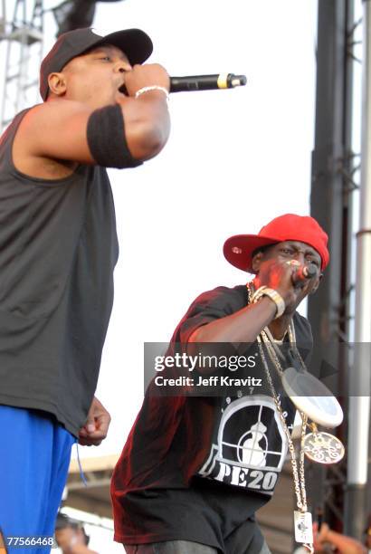 Rappers Chuck D and Flavor Flav from the rap group Public Enemy perform during the Vegoose Music Festival 2007 at Sam Boyd Stadium on October 27,...