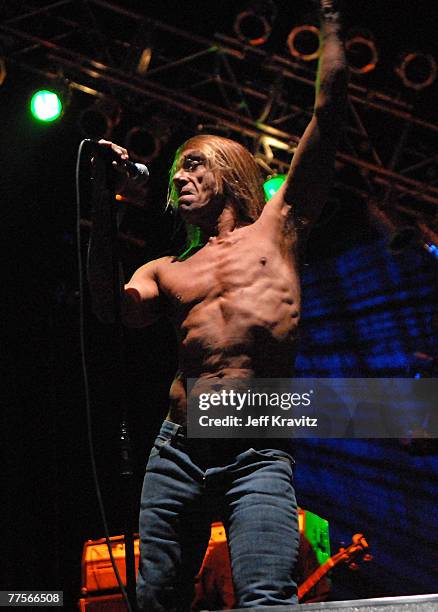 Iggy Pop of "Iggy and the Stooges" performs during the Vegoose Music Festival 2007 at Sam Boyd Stadium on October 27, 2007 in Las Vegas, Nevada.