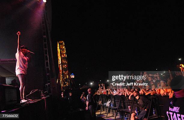 Vocalist M.I.A. Performs during the Vegoose Music Festival 2007 at Sam Boyd Stadium on October 27, 2007 in Las Vegas, Nevada.