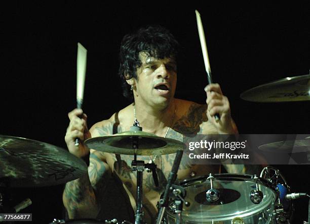 Musician Joey Castillo from the band "Queens of the Stone Age" performs during the Vegoose Music Festival 2007 at Sam Boyd Stadium on October 27,...