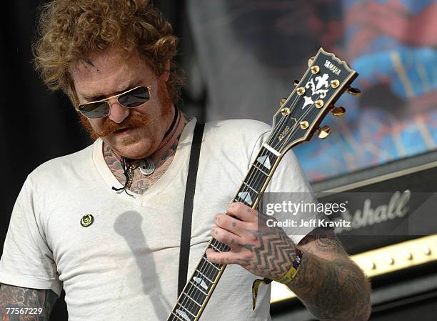 Musician Brent Hinds from the band "Mastodon" performs during the Vegoose Music Festival 2007 at Sam Boyd Stadium on October 27, 2007 in Las Vegas,...