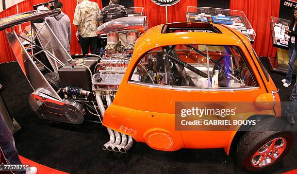 An Isetta modified into a dragster is shown at the SEMA show in Las Vegas, Nevada, 30 October 2007. The Sema show is the largest automotive specialty...