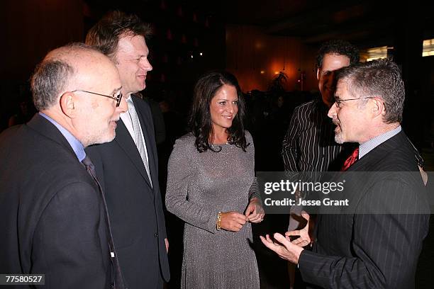 Producer Mark Jonathan Harris, writer/director Ted Braun, producer Cathy Schulman and Chairman of Warner Brothers Barry Meyer at the "Darfur Now" Los...