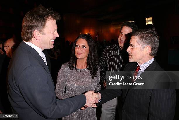 Writer/director Ted Braun, Cathy Schulman and Chairman of Warner Brothers Barry Meyer at the "Darfur Now" Los Angeles screening at the Directors...