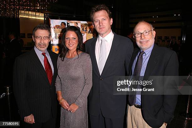 Chairman of Warner Brothers Barry Meyer, Producer Cathy Schulman, writer and director Ted Braun, and producer Mark Jonathan Harris at the "Darfur...
