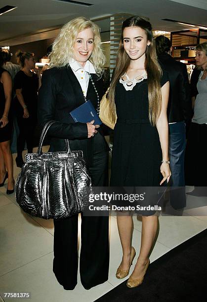 Jill Collins and Lily Collins inside the Bally and Vogue celebrate its new creative director Brian Atwood with an in-store cocktail evening with The...