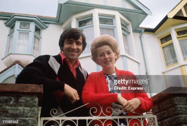 English footballer Terry Venables of Queens Park Rangers F.C. With his first wife, Christine McCann, circa 1970.