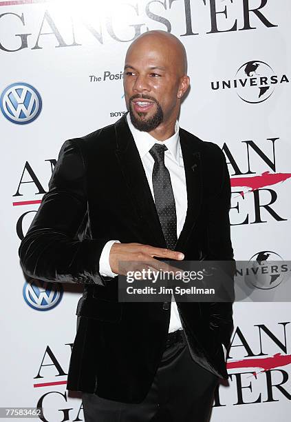 Common arrives at "American Gangster" premiere at the Apollo Theater on October 19, 2007 in New York City, New York.