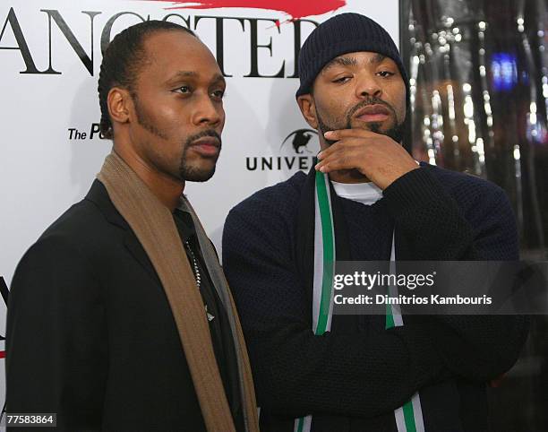 Rza and Method Man arrive at the "American Gangster" New York City Premiere at The Apollo Theater on October 19, 2007 in New York City
