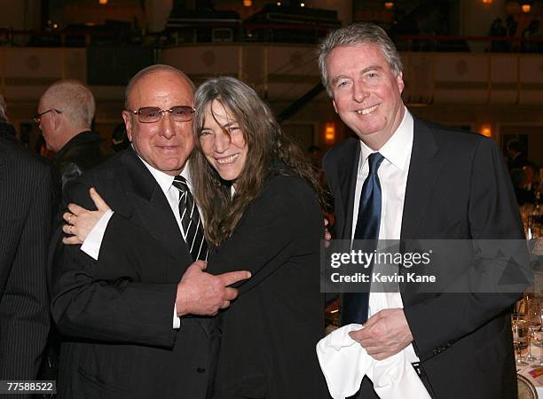 Clive Davis, Chairman and CEO BMG US; Patti Smith, inductee, and Rolf Schmidt-Holtz, Chief Executive Officer Sony BMG *EXCLUSIVE*