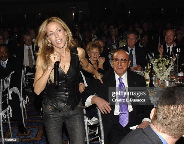 Sheryl Crow and Clive Davis at the T.J. Martell Foundation's 31st Annual Awards gala at the Marriott Marquis in New York City