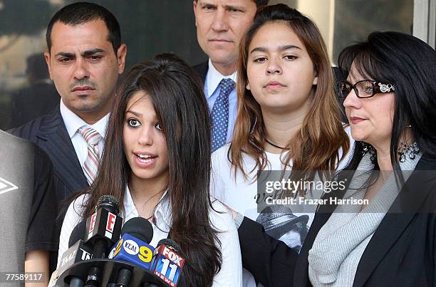 Car crash survivor Michelle Ohana speaks after the sentencing of actor Lane Garrison on manslaughter charges at the Beverly Hills Superior court...