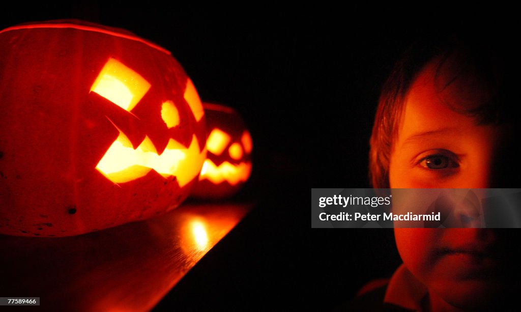 Children Enjoy Traditional Halloween Pumpkins