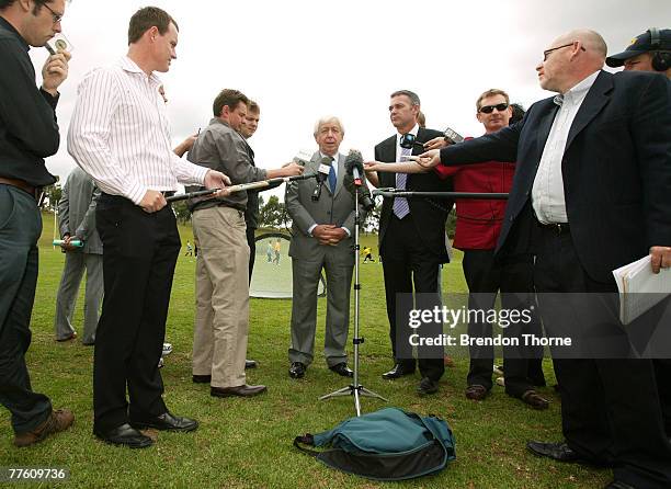 Football Federation Australia Chairman Mr Frank Lowy and CEO Mr Ben Buckley talks with the media about the unveiling of the National Football...