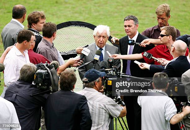 Football Federation Australia Chairman Mr Frank Lowy and CEO Mr Ben Buckley talk to the media about the unveiling of the National Football...