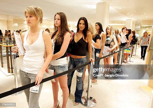 Hopeful models wait for auditions during the Sydney casting for series 4 of "Australia's Next Top Model" at David Jones on November 1, 2007 in...