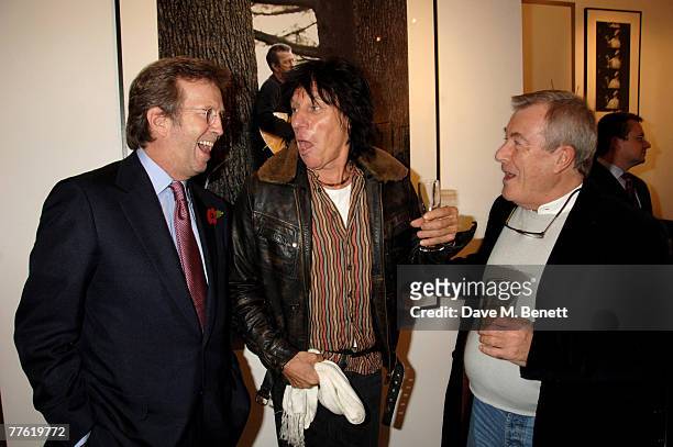 Sir Eric Clapton, Jeff Beck and Terry O'Neill attend a private view of photographs dedicated to Sir Eric Clapton to celebrate his latest book 'Eric...