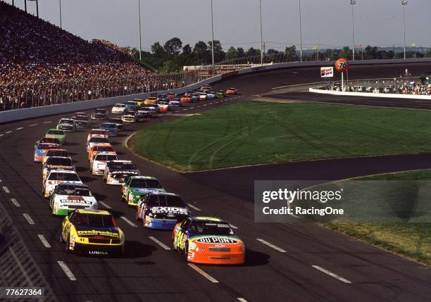 Jeff Gordon gets his first NASCAR Cup series win in 1994 at the Coca-Cola 600 at Lowe's Motor Speedway on May 29, 1994 in Concord, North Carolina.