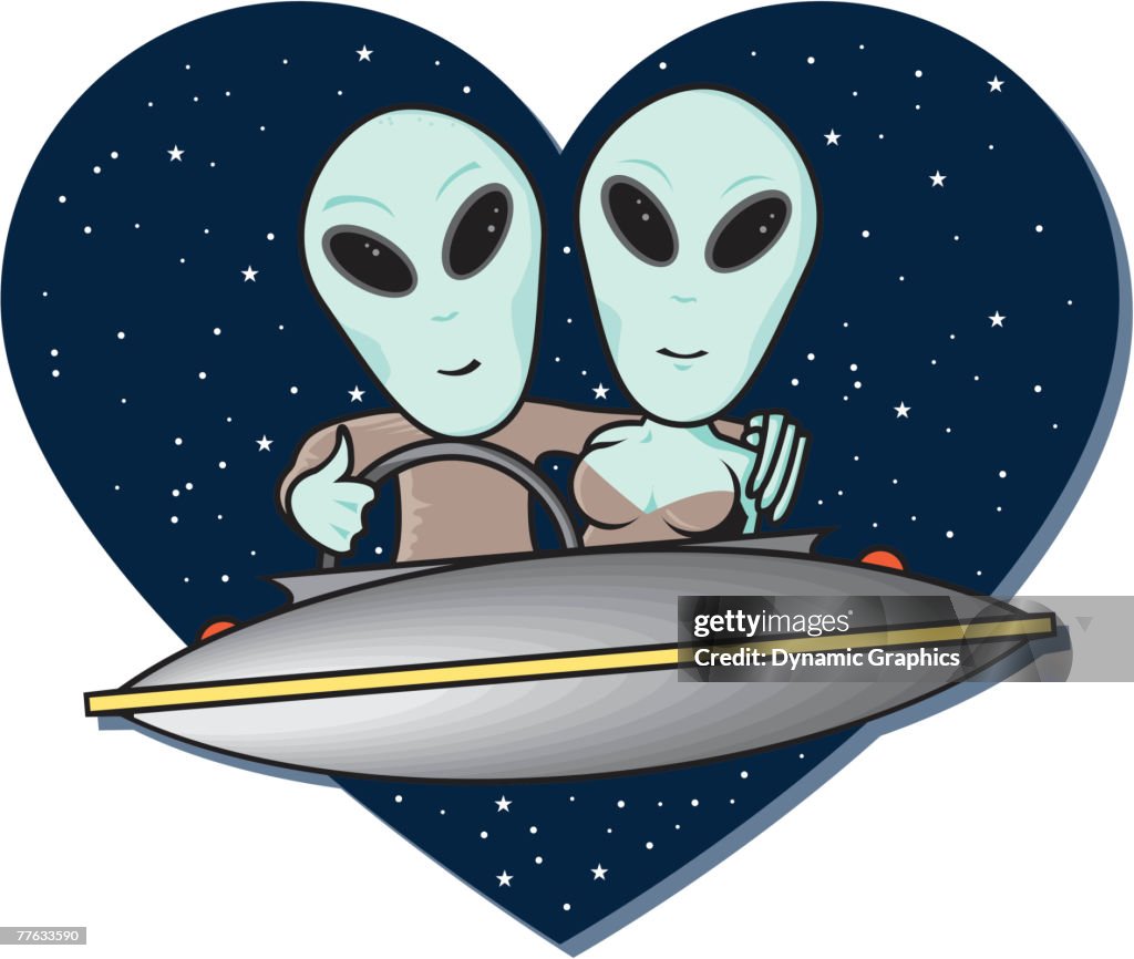 Alien Couple In Spaceship With Heart High-Res Vector Graphic - Getty Images