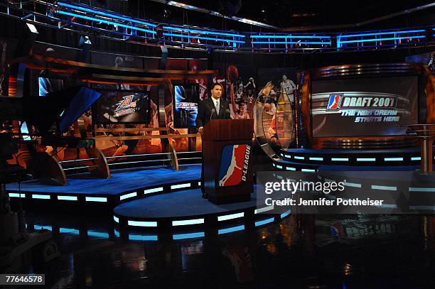 Dan Reed, President of the D League, talks basketball on the set of NBA TV during the 2007 NBA Development League Draft on November 1, 2007 in...