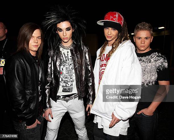 Tokio Hotel, including frontman Bill Kaulitz , arrive at the MTV Europe Music Awards 2007 at the Olympiahalle on November 1, 2007 in Munich, Germany.