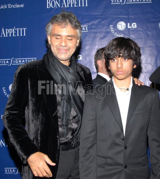 Andrea Bocelli and son Amos Bocelli attend a celebration for Andreas, FilmMagic