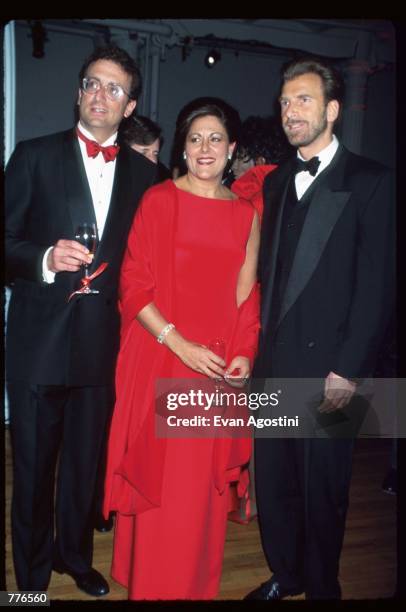 Samuel Bronfman, Fern Mallis and Edgar Bronfman, Jr. Stand at the Collection Rouge DIFFA fashion benefit April 24, 1996 in New York City. DIFFA was...