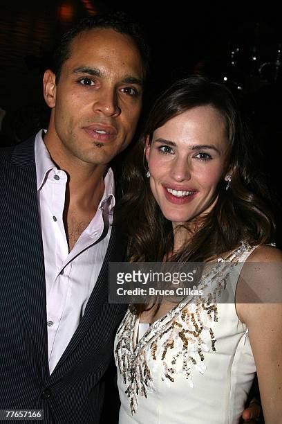 Actor Daniel Sunjata and Actress Jennifer Garner pose at The Opening Night After Party for "Cyrano" on Broadway at Spotlight Live on November 1, 2007...