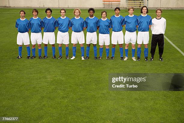 soccer team - soccer team line up stock pictures, royalty-free photos & images