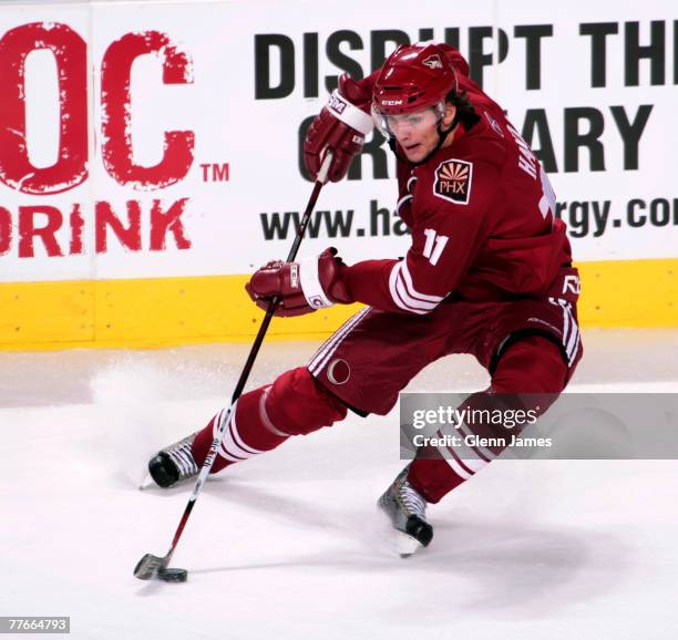 Martin Hanzal of the Phoenix Coyotes skates against the Dallas Stars at the American Airlines Center on November 2, 2007 in Dallas, Texas.