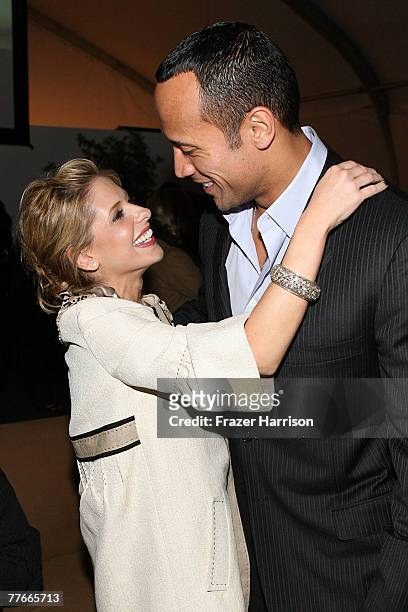 Actress Sarah Michelle Gellar and actor Dwayne "The Rock" Johnson attend the Airborne & AFI FEST 2007 presented by Audi "Southland Tales" after party...