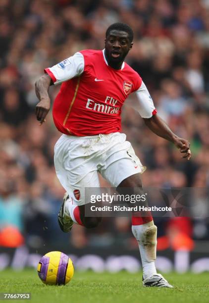 Kolo Toure of Arsenal in action during the Barclays Premier League match between Arsenal and Manchester United at the Emirates Stadium on November 3,...