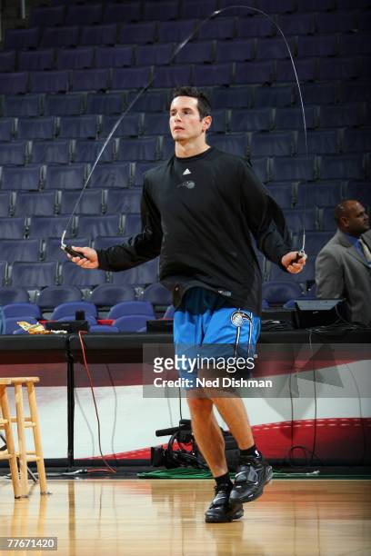 Redick of the Orlando Magic jumps rope prior to game against the Washington Wizards at the Verizon Center on November 3, 2007 in Washington, D.C....