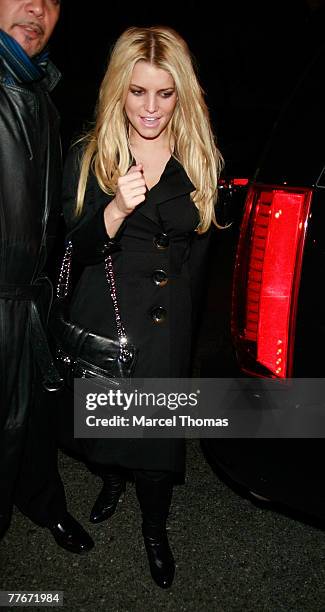 Singer /actress Jessica Simpson sighting, as she leaves her hotel on her way to dinner at the Waverly Inn Resturant on November 03, 2007 in New York...