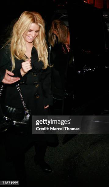 Singer /actress Jessica Simpson sighting, as she leaves her hotel on her way to dinner at the Waverly Inn Resturant on November 03, 2007 in New York...