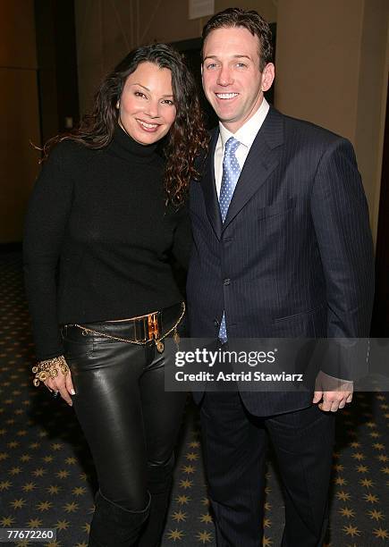 Andrew Borrok and Fran Drescher attend a private screening of "Lions for Lambs" hosted by Andrew Borrok at the Dolby Screening Room on November 3,...