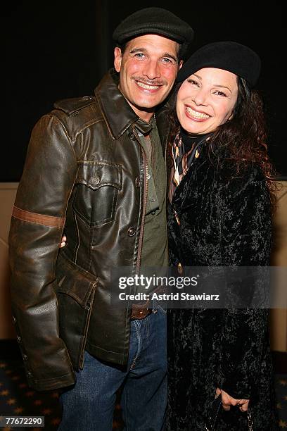 Stylist Phillip Bloch and Fran Drescher attend a private screening of "Lions for Lambs" hosted by Andrew Borrok at the Dolby Screening Room on...