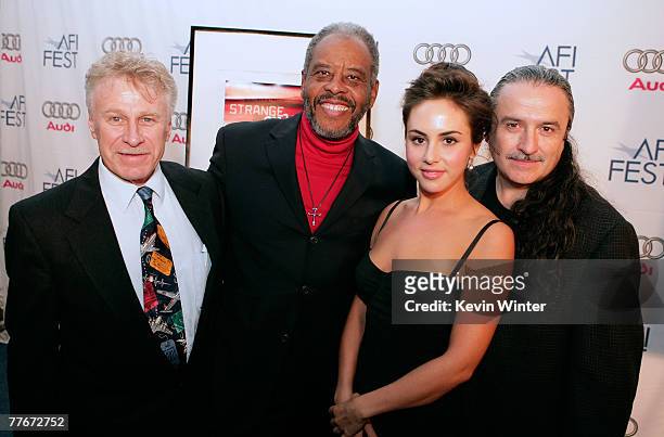 Actor Ed Pansullo, actor Sy Richardson, actress Jaclyn Jonet and actor Del Zamora from the film "Searchers 2.0" attend the AFI FEST 2007 presented by...
