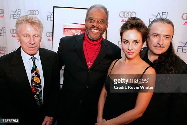 Actor Ed Pansullo, actor Sy Richardson, actress Jaclyn Jonet and actor Del Zamora from the film "Searchers 2.0" attend the AFI FEST 2007 presented by...