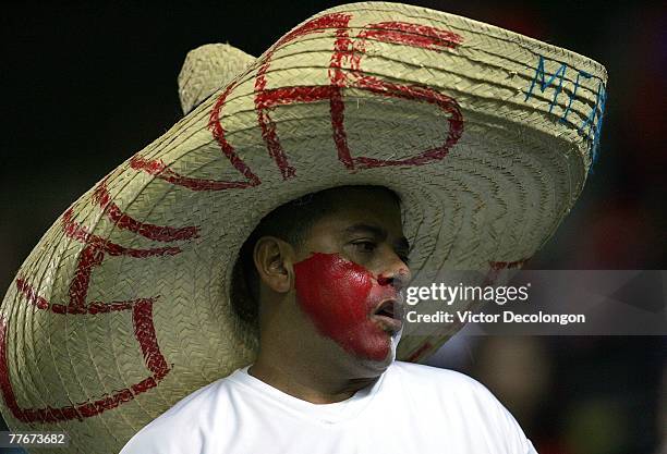 Chivas USA fan looks on prior to the Western Conference playoff game between the Kansas City Wizards and CD Chivas USA on November 3, 2007 at the...