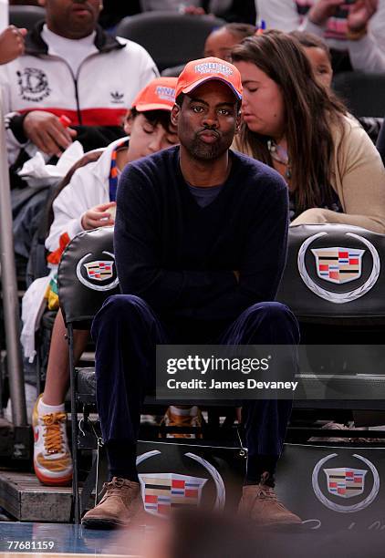 Chris Rock attends Minnesota Timberwolves vs NY Knicks basketball game at Madison Square Garden in New York City on November 4, 2007.