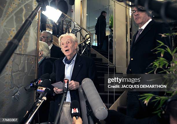 French writer Didier Decoin , member of the jury of the French literature prize Prix Goncourt, and Andre Brincourt announce the 2007 Prix Goncourt...