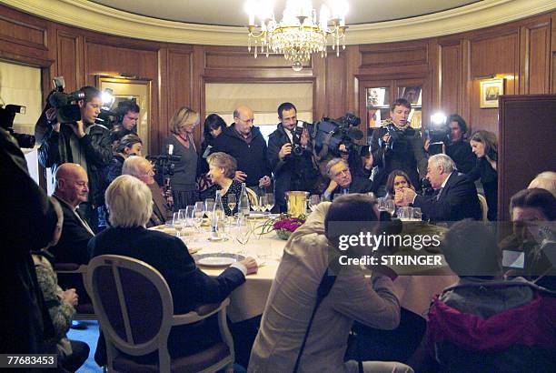 Members of the jury of the 2007 French literature Prix Goncourt French writers Daniel Boulanger, Robert Sabatier, Fran?oise Chandernagor, Bernard...