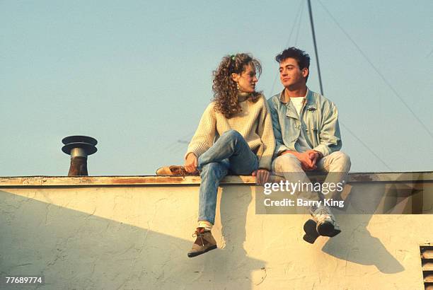 Sarah Jessica Parker & Robert Downey Jr.; At Home; Robert Downey Jr. & Sarah Jessica Parker, Self Assignment, December 1984; Los Angeles; California.