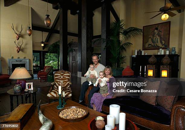 Cheryl Tiegs & husband Rod Stryker with twins Jaden and Theo; Private home in Beverly Hills; Cheryl Tiegs, Self Assignment, May 4, 2002; Beverly...