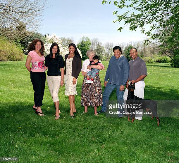 Chubby Checker's daughter Ilka Evans, wife Catharina Lodders, Evans, daughter Bianca Evans and Grandma Tiny Lodders; Private home in Philladelphia;...
